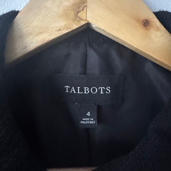 Talbots Blazer Womens 4 Black Tweed Full Zip Classic Business Peter Pan Collar - Picture 3 of 12
